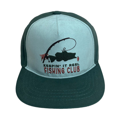blue hat with fish graphic