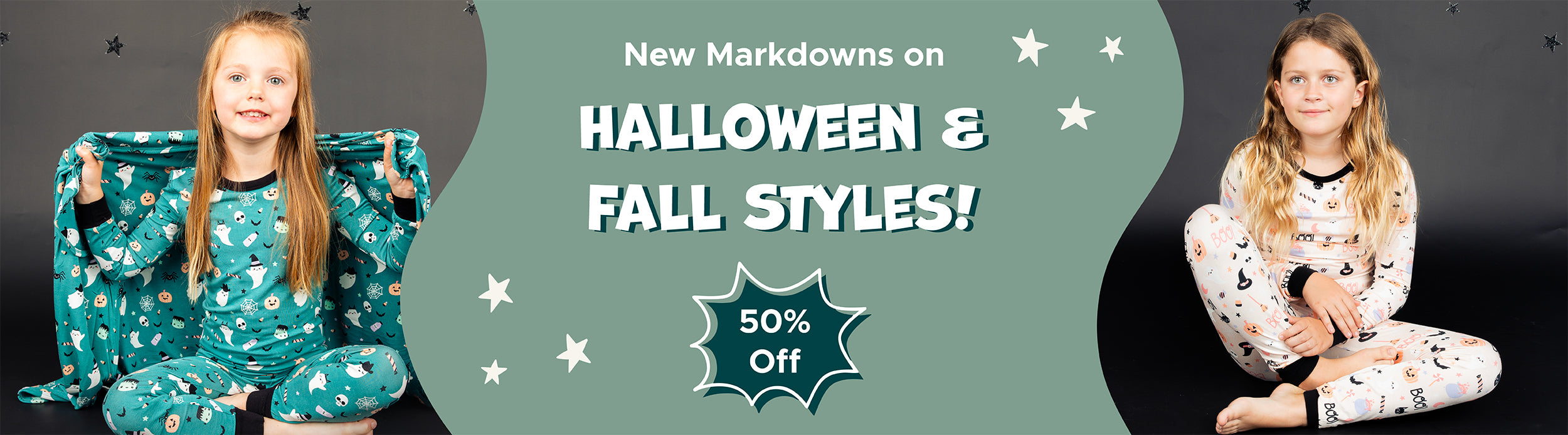 banner showing 50% off halloween sale 