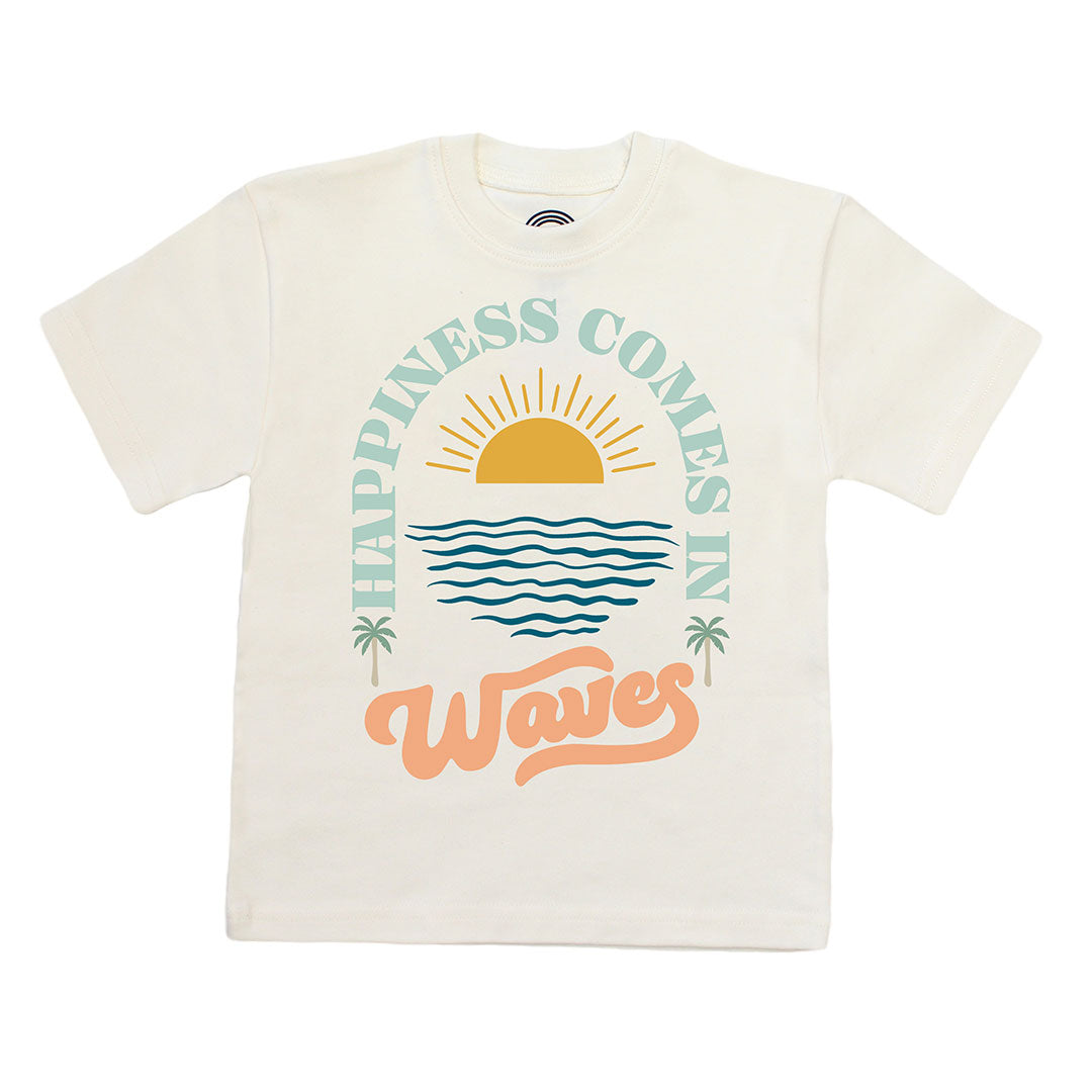 Happiness Comes In Waves Organic Cotton Toddler Short Sleeve Shirt