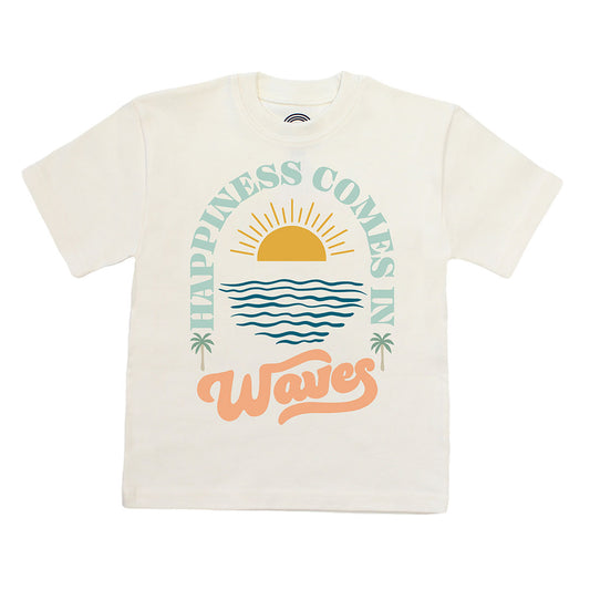 Happiness Comes In Waves Cotton Toddler Short Sleeve Shirt