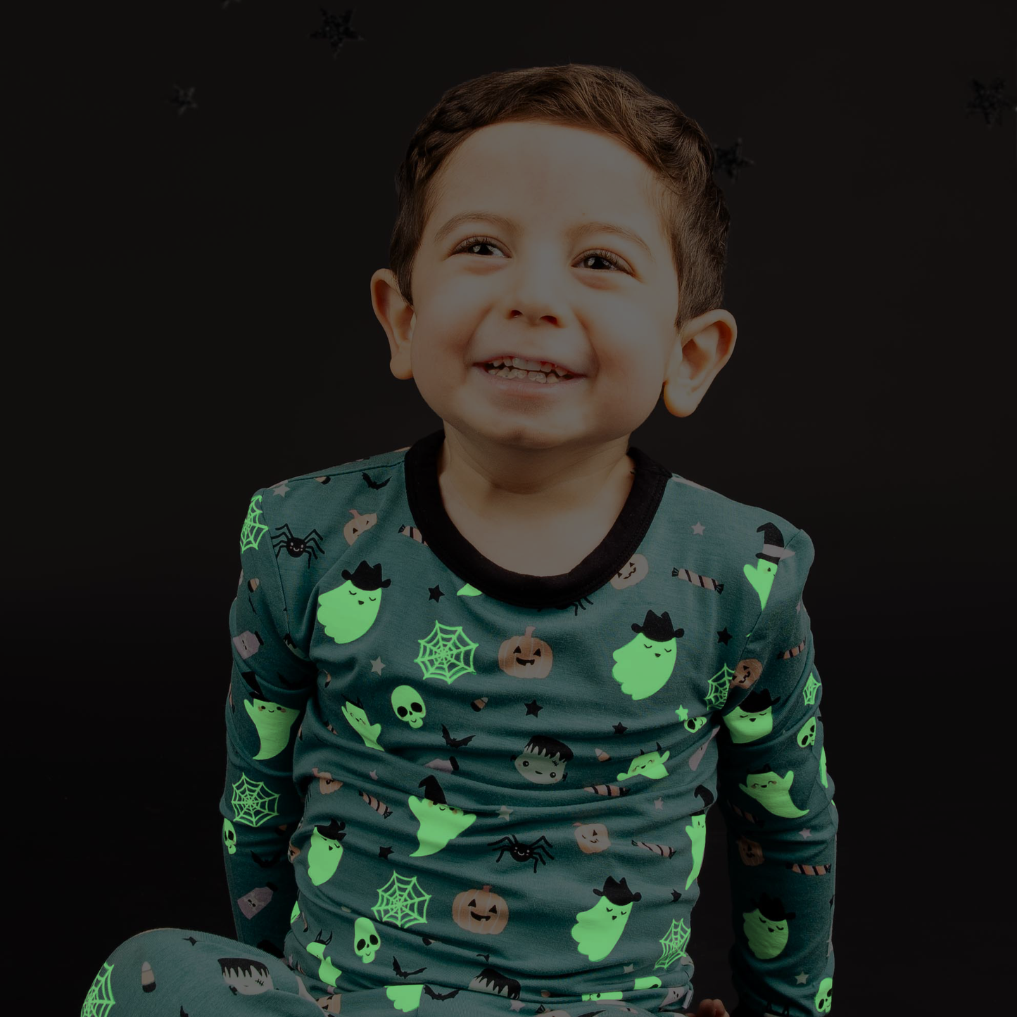 Boo Crew Glow-in-the-Dark Halloween Two-Piece Bamboo Long Sleeve Kids Pajama Pants Set