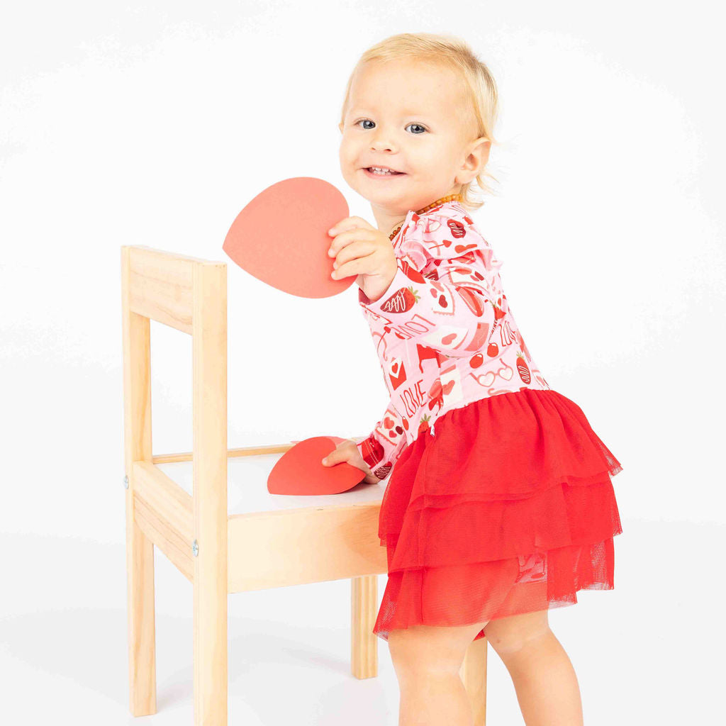 Love Letters Valentine's Day Skirted Bamboo Onesie