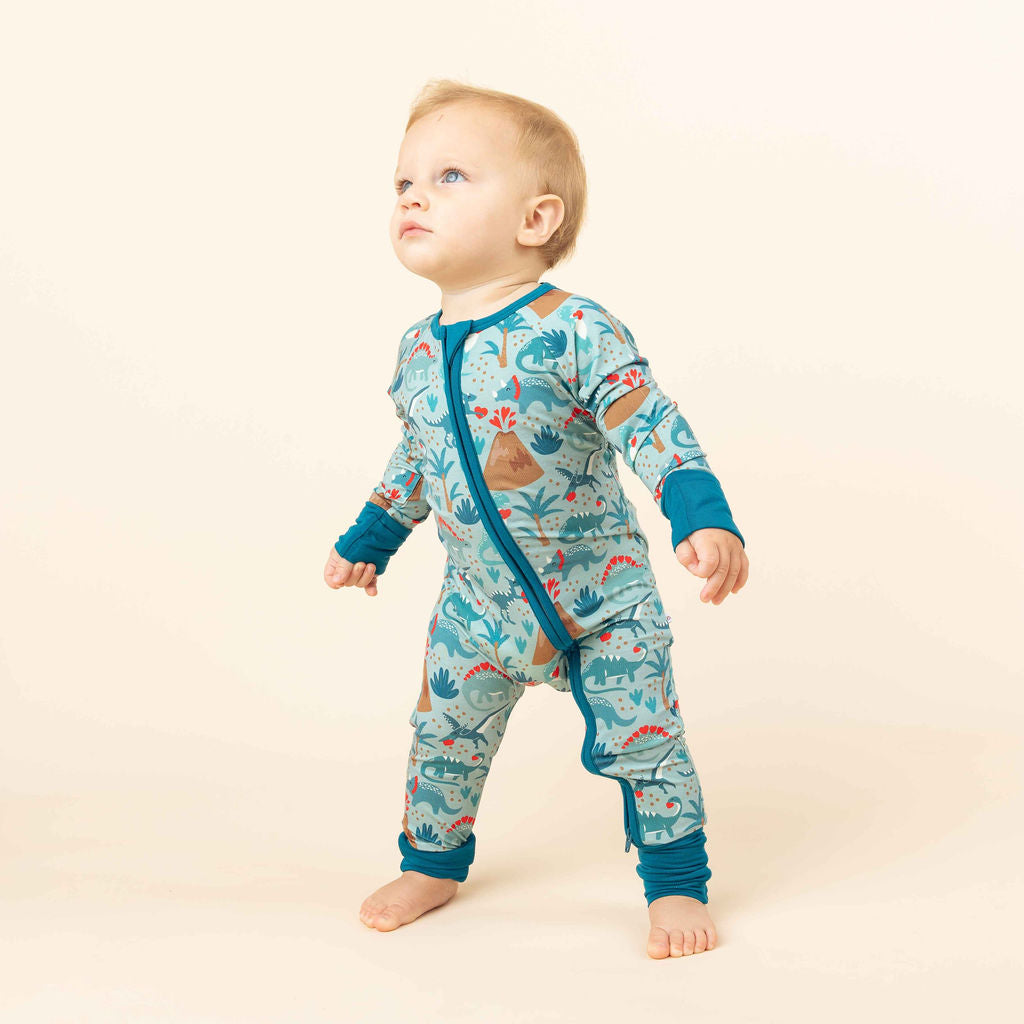 Lovasaurus Valentine's Day Dinosaurs Bamboo Convertible Baby Pajamas