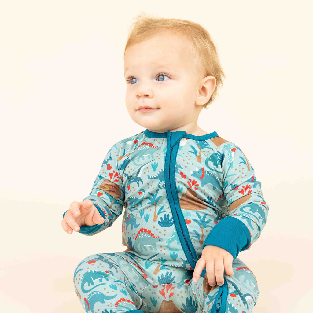 Lovasaurus Valentine's Day Dinosaurs Bamboo Convertible Baby Pajamas