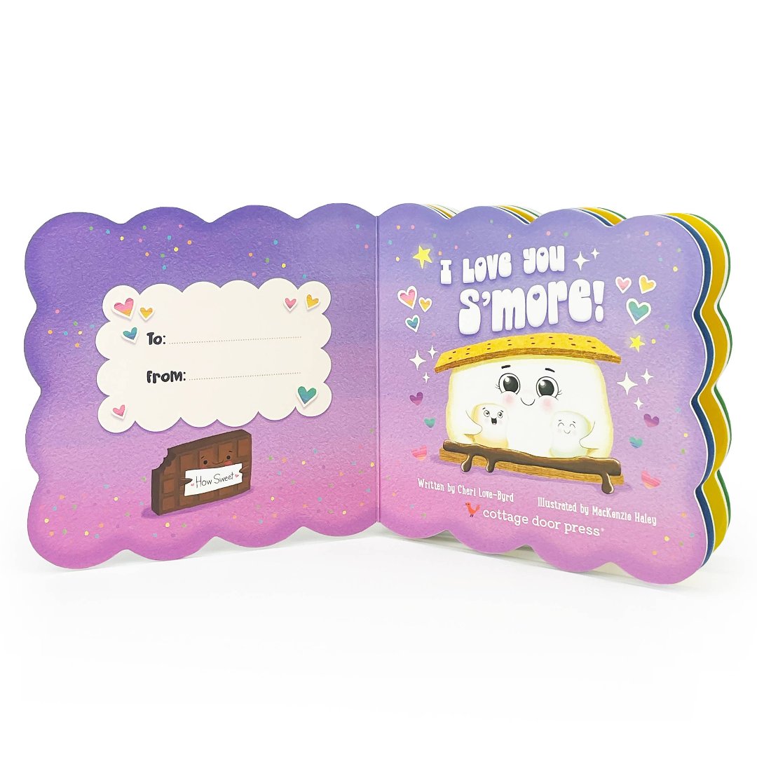 board book with a animated s'more on the front hugging baby marshmallows