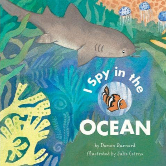 I spy in the ocean board book with a shark on the front cover