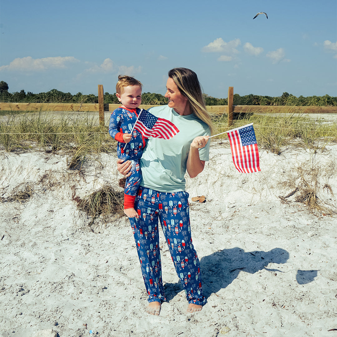 FINAL SALE Party Pops Fourth of July Fireworks Bamboo Unisex Relaxed Lounge Pajama Pants