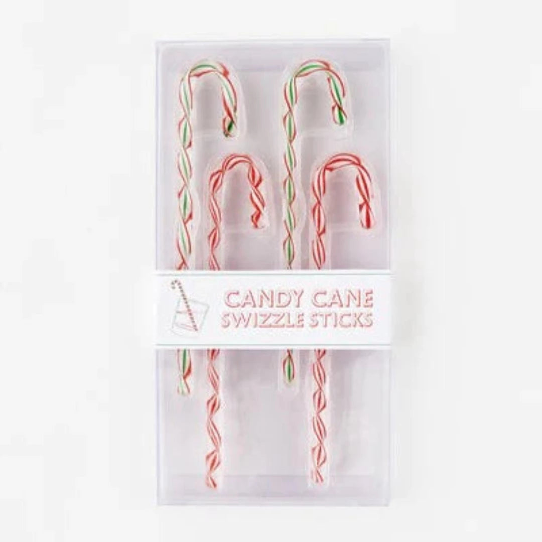 Candy Cane Christmas Holiday Party Cocktail Swizzle Sticks (Set of 4)