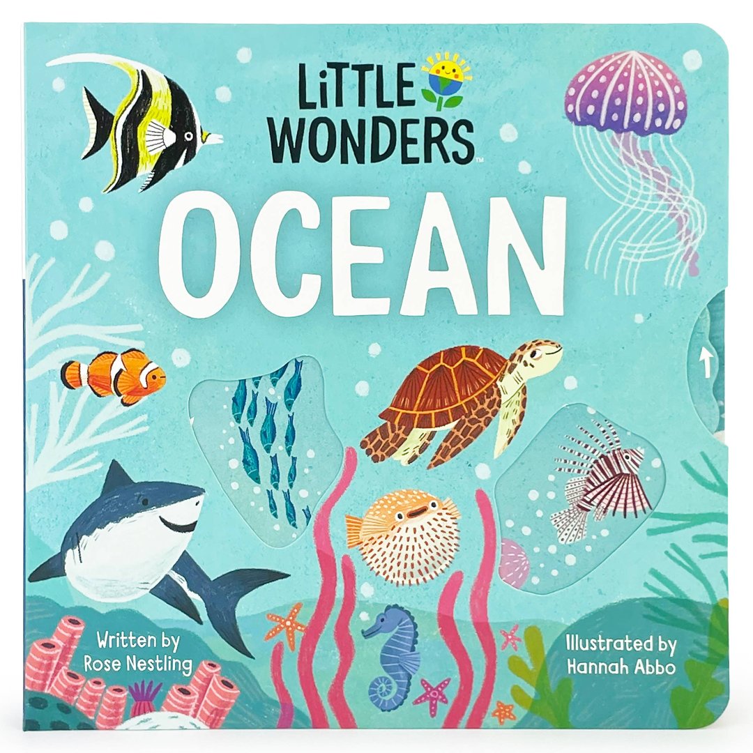 Ocean themed board book thats blue and has sea animals on the cover