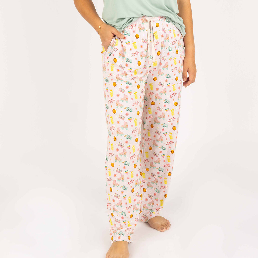 Let the Good Times Roll Rollerskates Bamboo Relaxed Lounge Pajama Pants