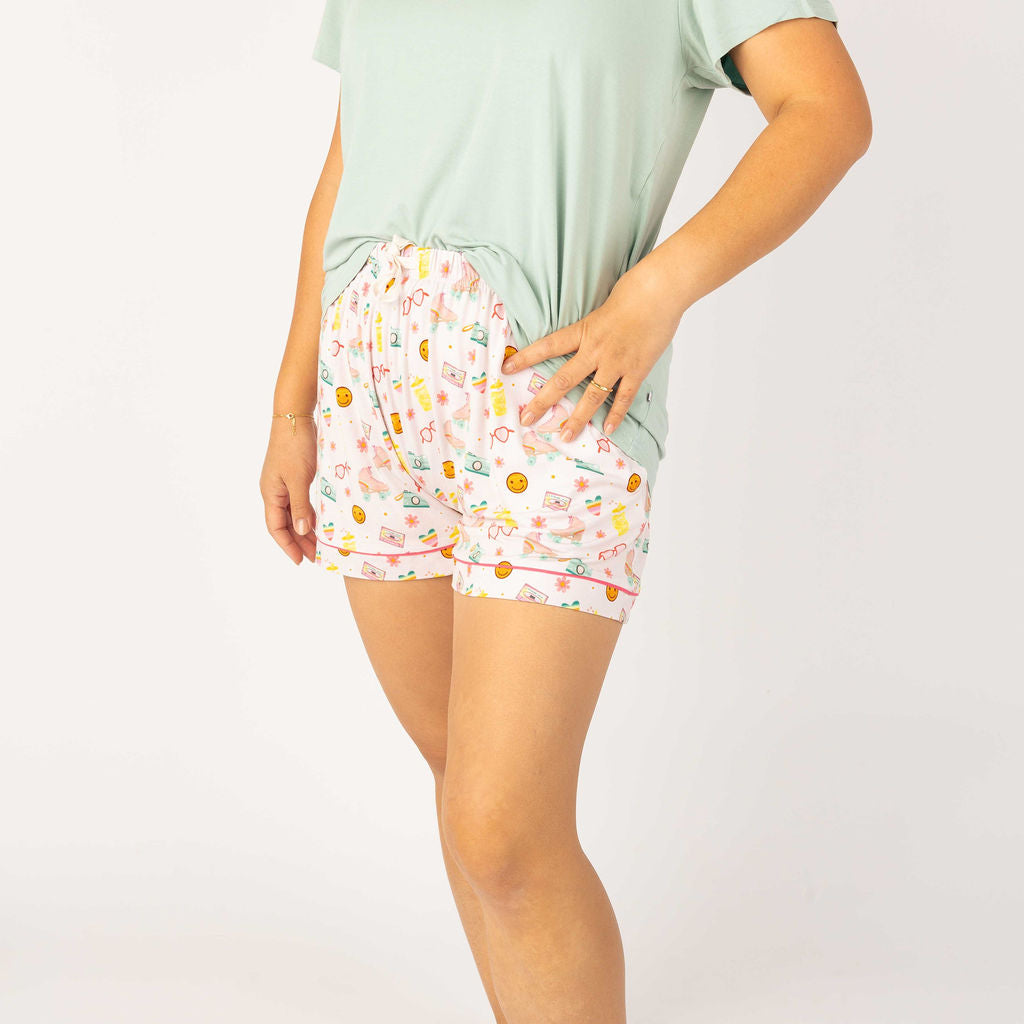 Let the Good Times Roll Roller Skates Womens Bamboo Pajama Shorts