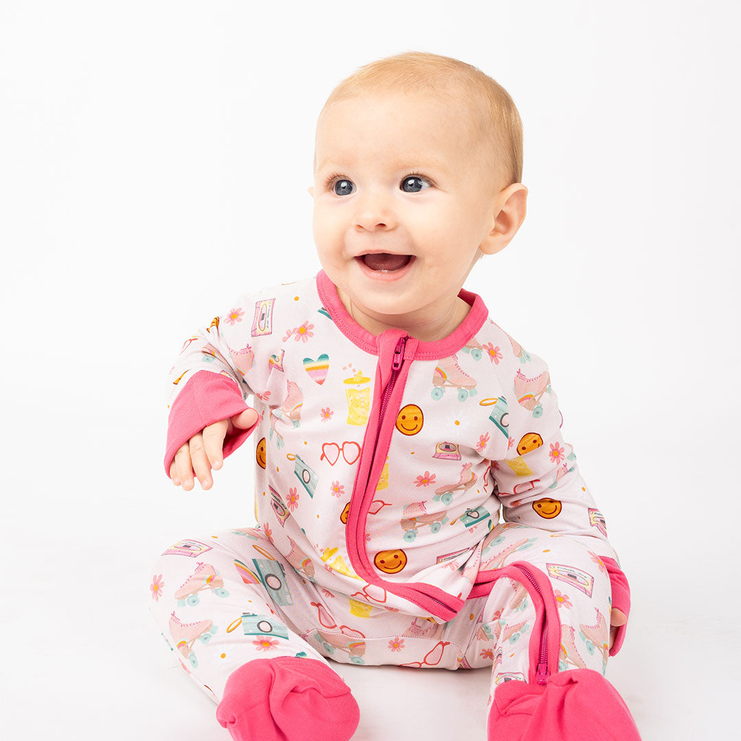 Let the Good Times Roll Roller Skates Bamboo Convertible Baby Pajamas