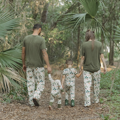 In the Woods Two-Piece Bamboo Short Sleeve Kids Pajama Pants Set