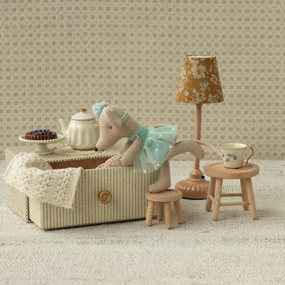 Maileg Little Sister Dance Mouse in Daybed