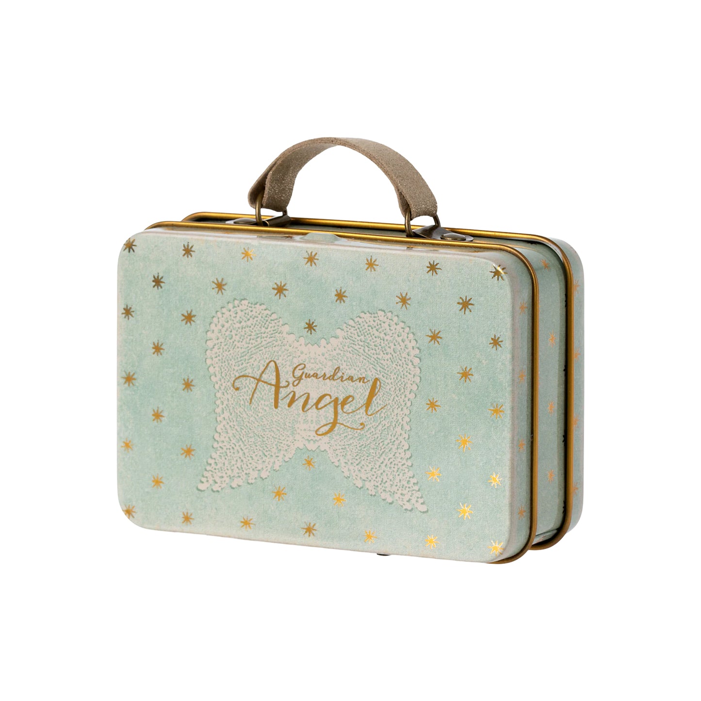 Maileg Little Sister Angel Mouse in Suitcase
