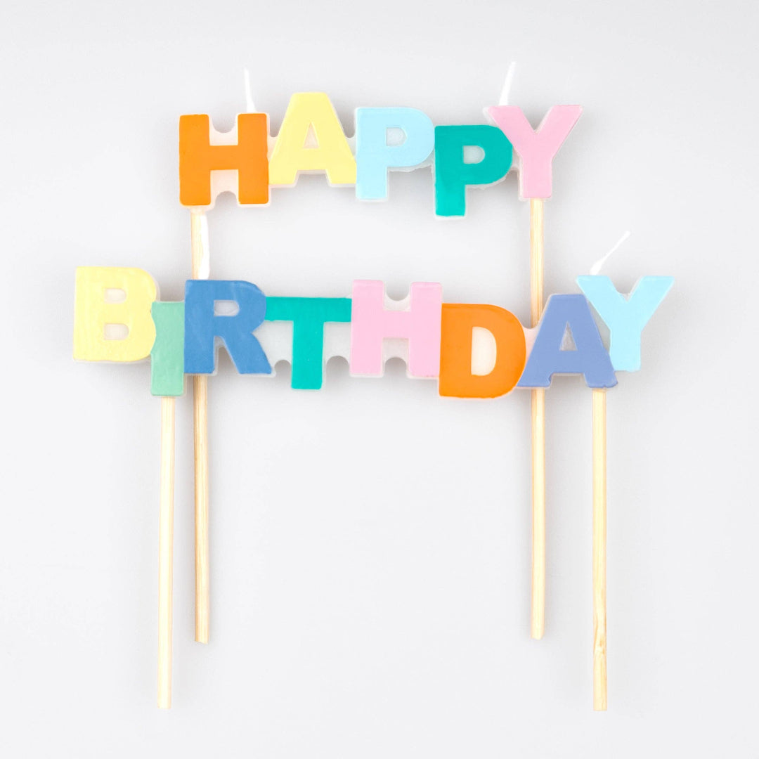 Meri Meri - Happy Birthday Candle Set – Party Cake Topper Candles (2 Pack)