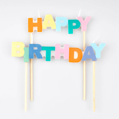 Meri Meri - Happy Birthday Candle Set – Party Cake Topper Candles (2 Pack)