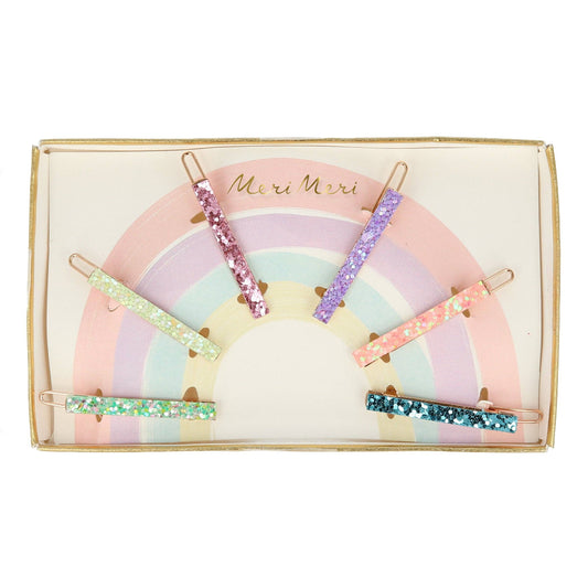 Meri Meri - Chunky Glitter Hair Clips – Girls Sparkly Snap Clips (6 Pack)