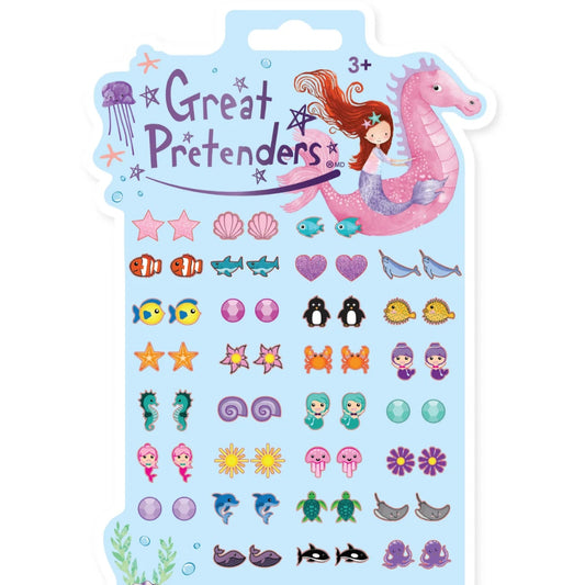Pack of 30 mermaid and aquatic animal sticker earrings from Great Pretenders 