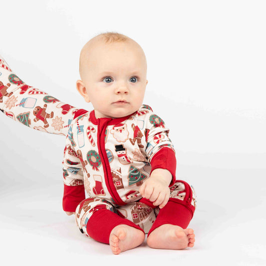 Milk and Cookies Christmas Bamboo Convertible Baby Pajamas