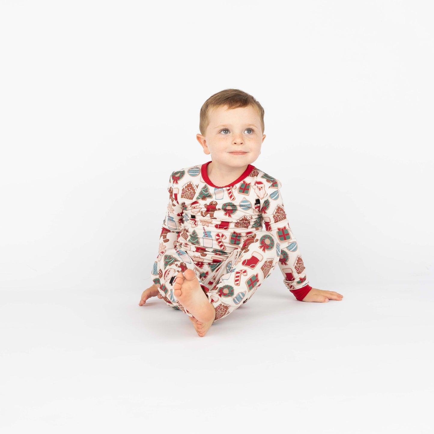 Milk and Cookies Christmas Two-Piece Bamboo Long Sleeve Kids Pajama Pants Set