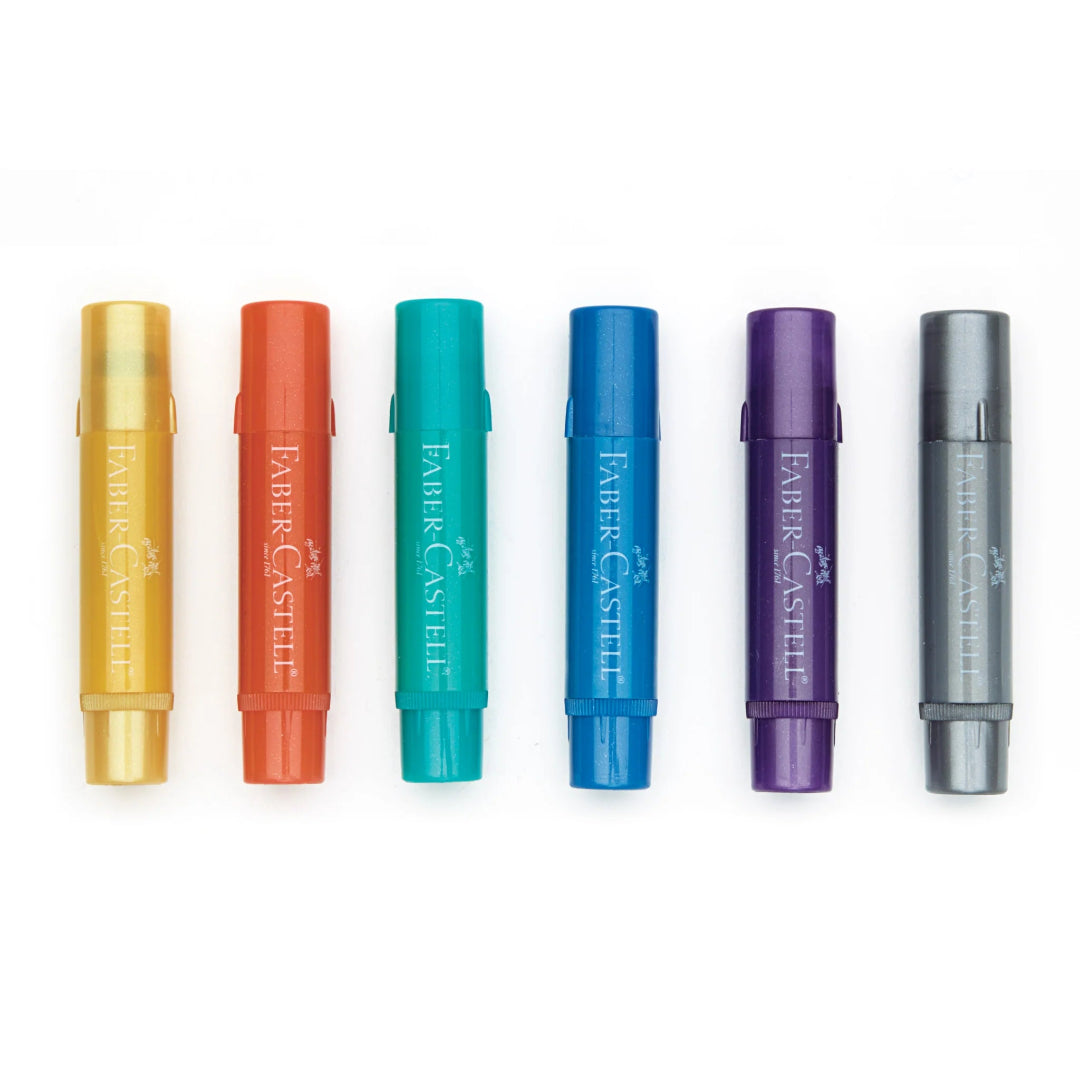 Set of Faber-Castell color chalks in various colors on a white background