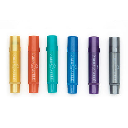 Set of Faber-Castell color chalks in various colors on a white background