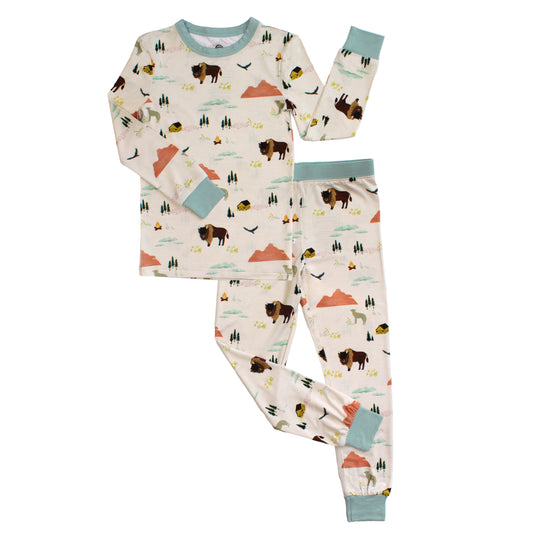 On the Ranch Bamboo Long Sleeve Kids Pajama Pants Set