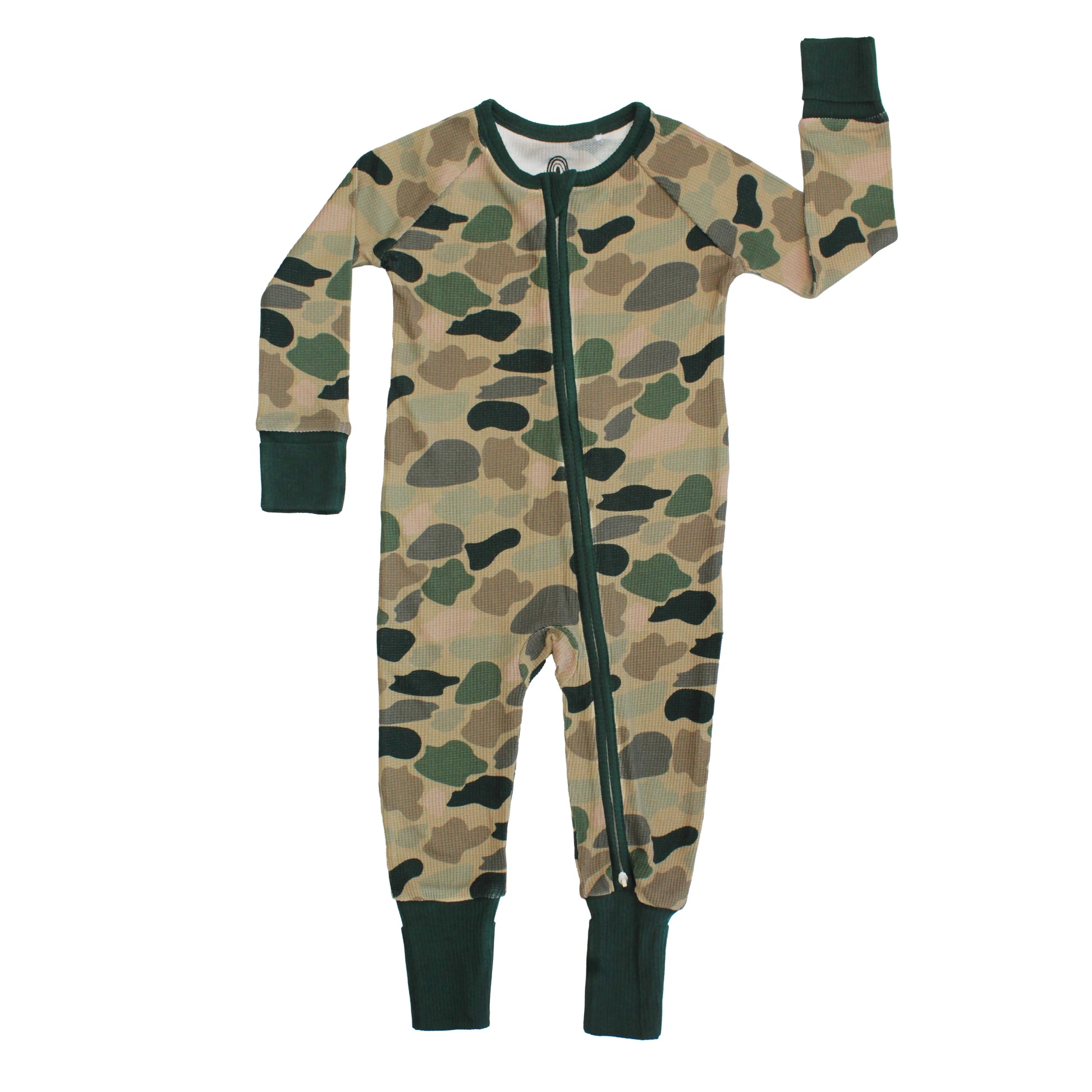 baby convertible with camo print on white background.