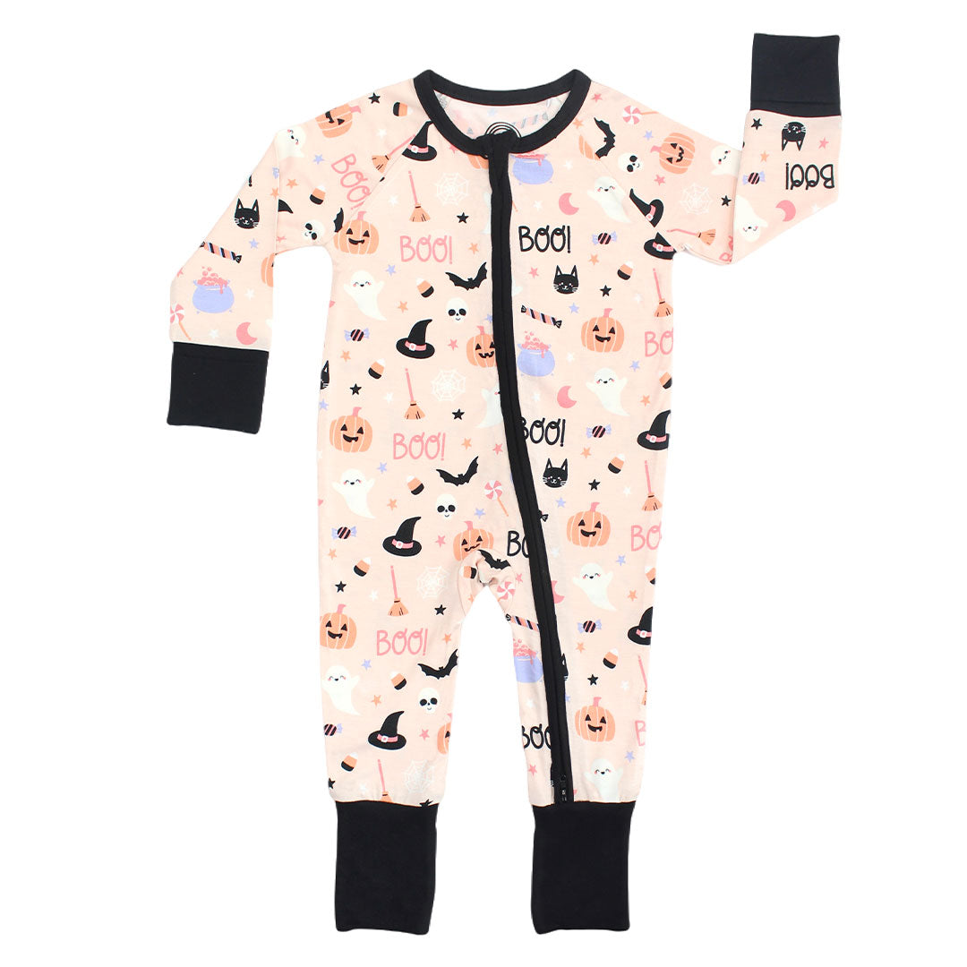 Sweet and Spooky Glow-in-the-Dark Halloween Bamboo Convertible Baby Pajamas