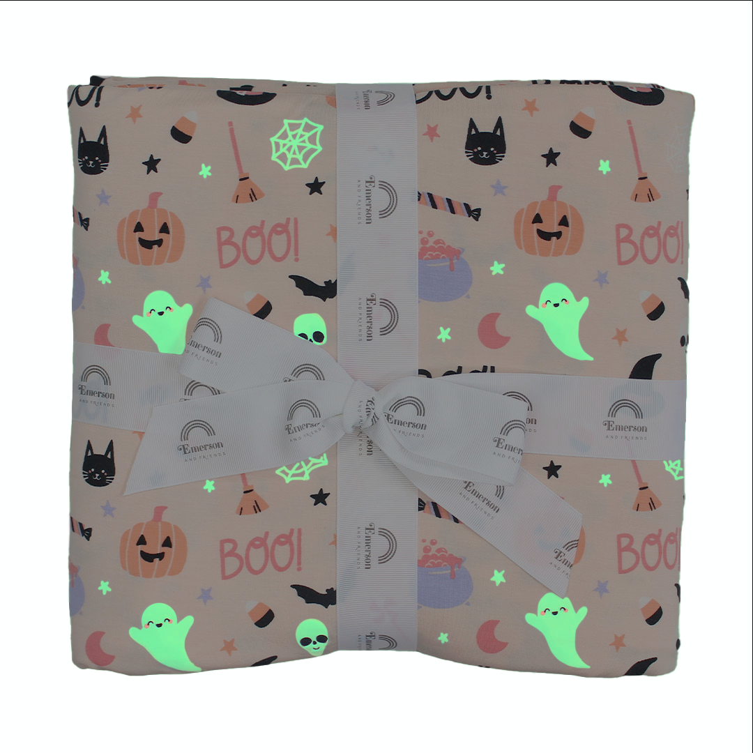 Sweet and Spooky Glow-in-the-Dark Halloween Twin Size Bamboo Blanket