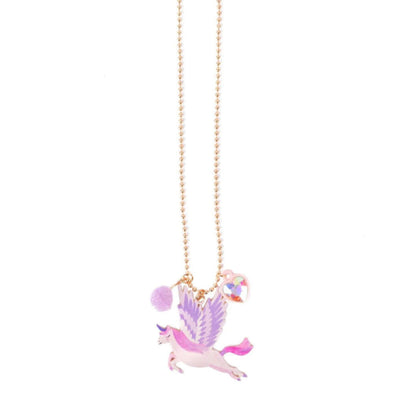 A large pink and purple winged unicorn charm necklace from Great Pretenders