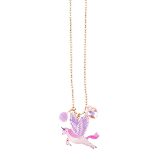 A large pink and purple winged unicorn charm necklace from Great Pretenders