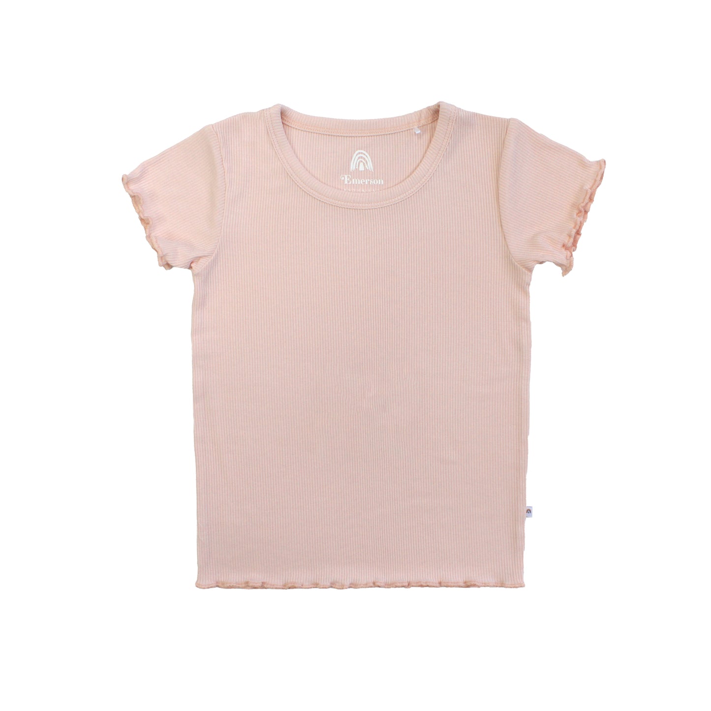 Pink t-shirt with ruffled sleeves on a white background