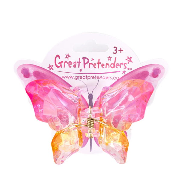 Pink and yellow gradient colored butterfly hairclaw from Great Pretenders