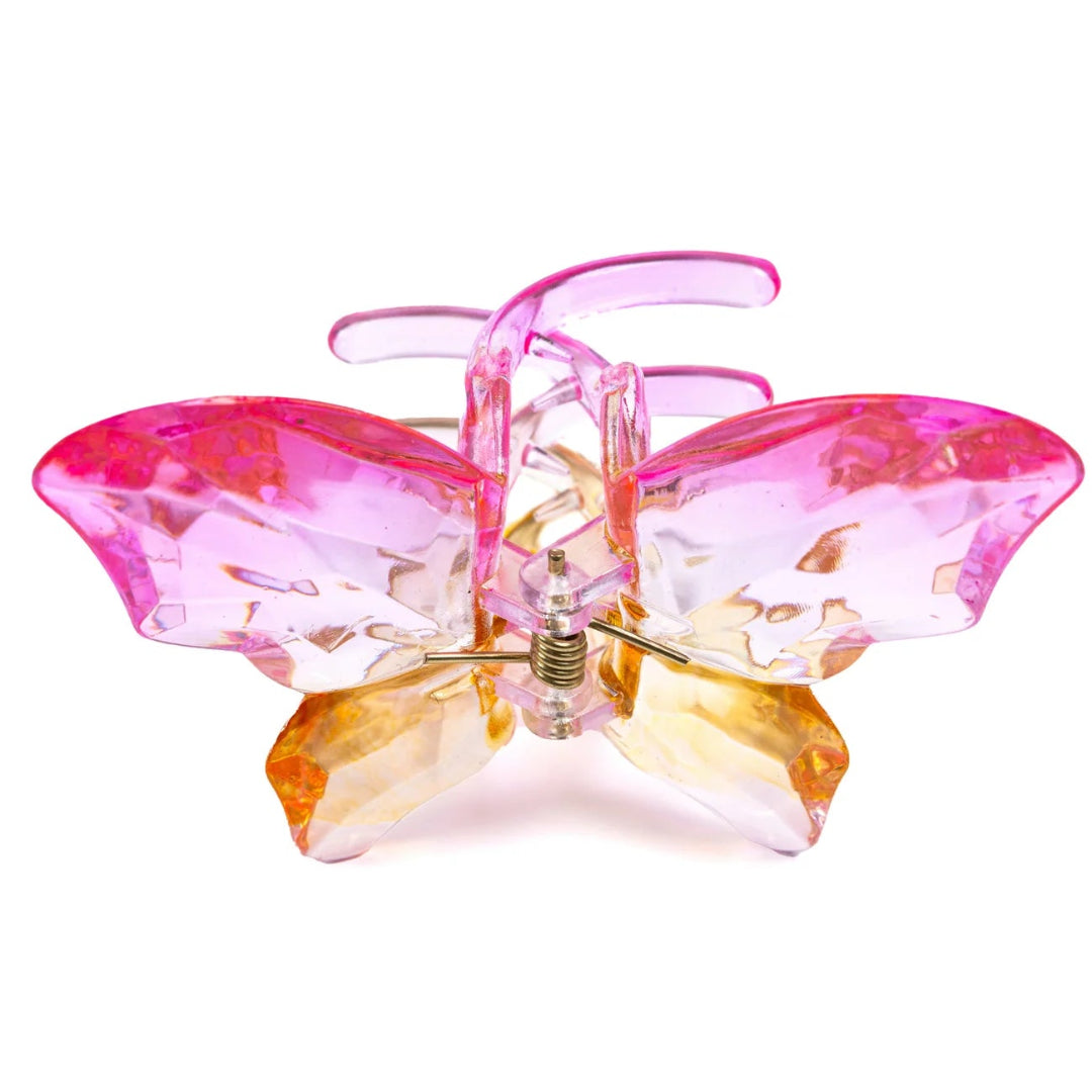 Pink and yellow gradient colored butterfly hairclaw from Great Pretenders