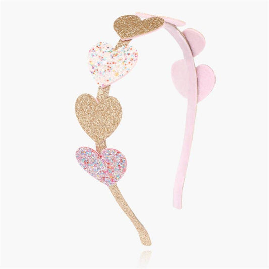 pink and gold glitter heart headband