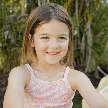 Pink Daisy Ribbed Bamboo Tank