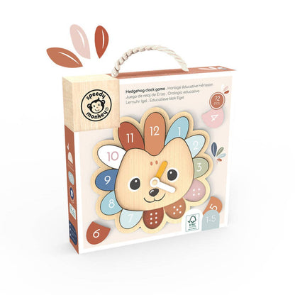 a box with a handle containing a kids puzzle shaped like a lions face clock