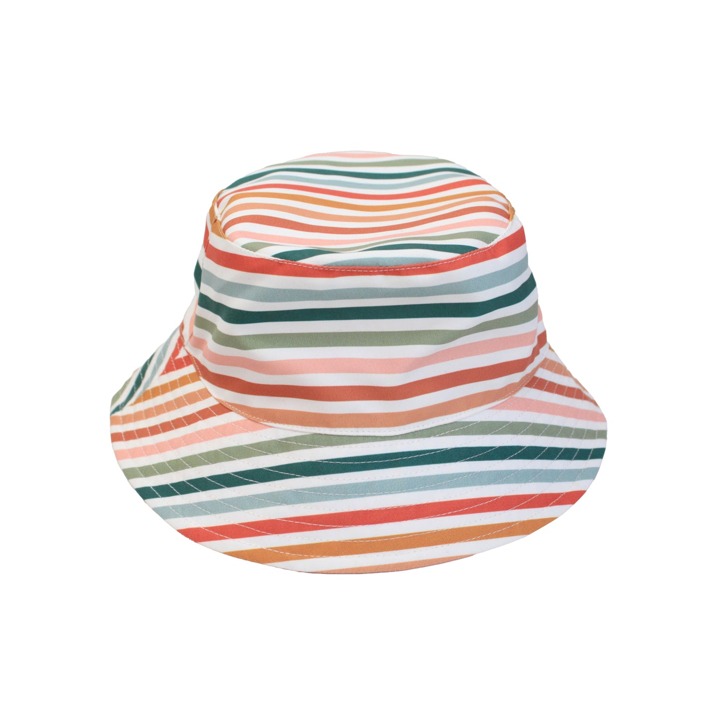 Multicolored striped sun visor hat on a white background