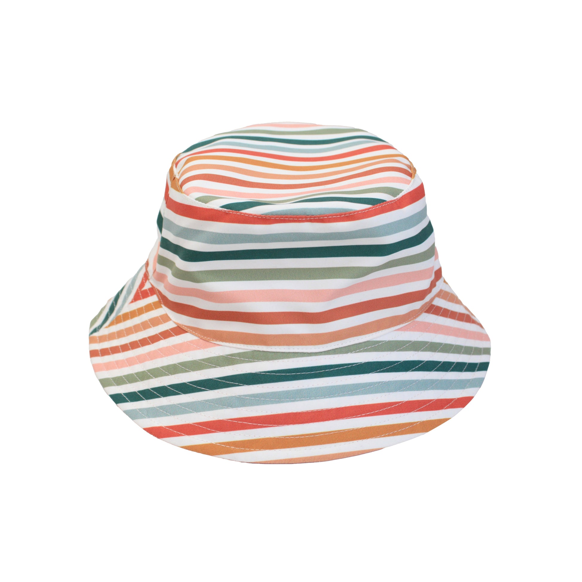 Multicolored striped sun visor hat on a white background