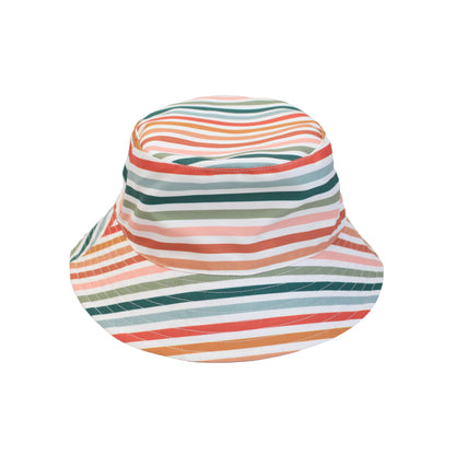 Multicolored striped sun visor hat on a white background