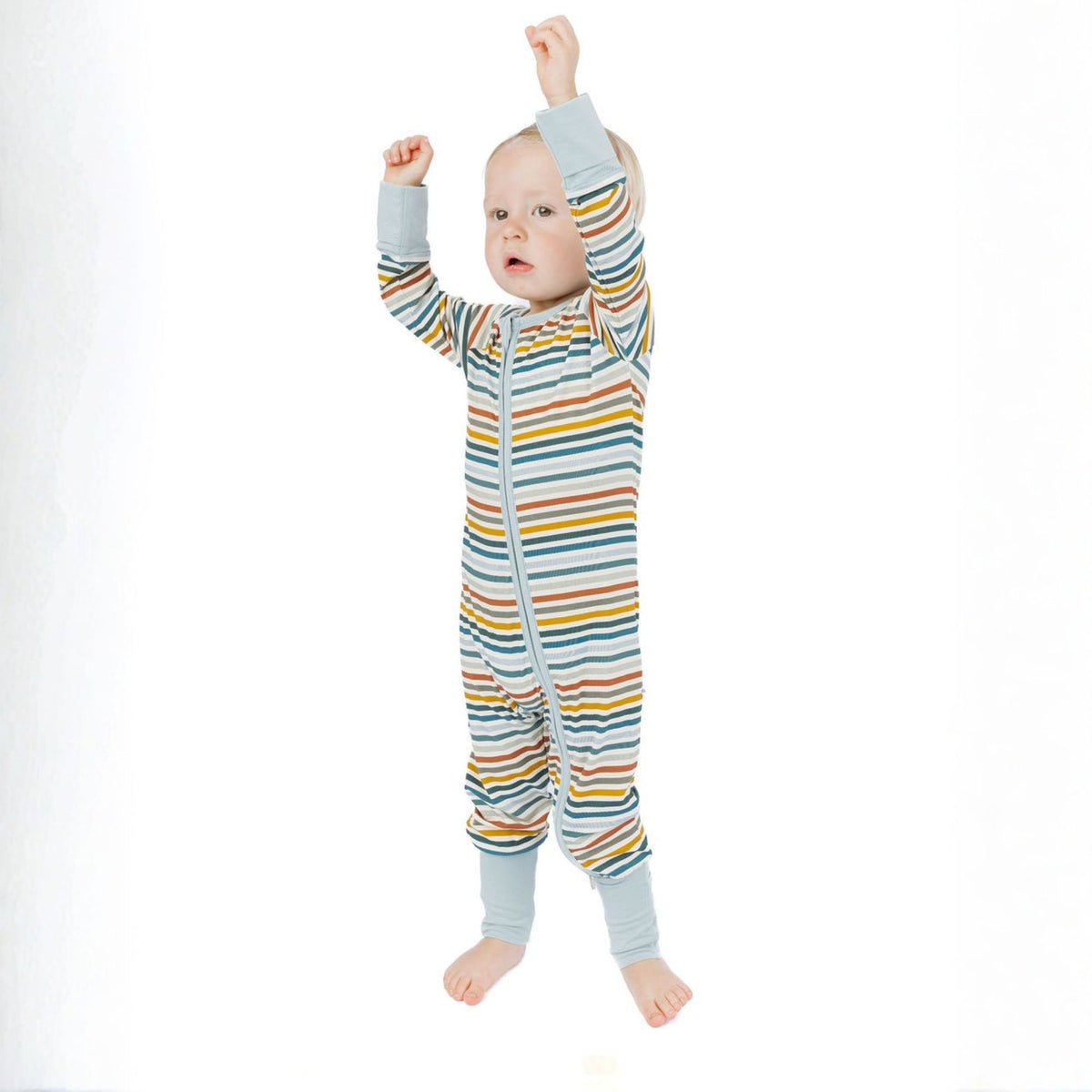Autumn Stripes Bamboo Convertible Footie Romper