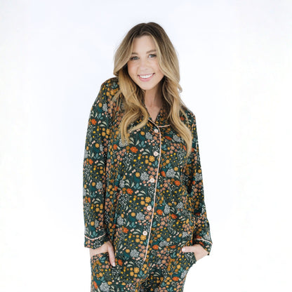 Moonlit Meadow Womens Bamboo Long Sleeve Pants Set