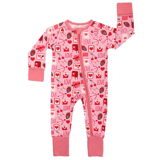 Love Letters Valentine's Day Bamboo Convertible Baby Pajamas