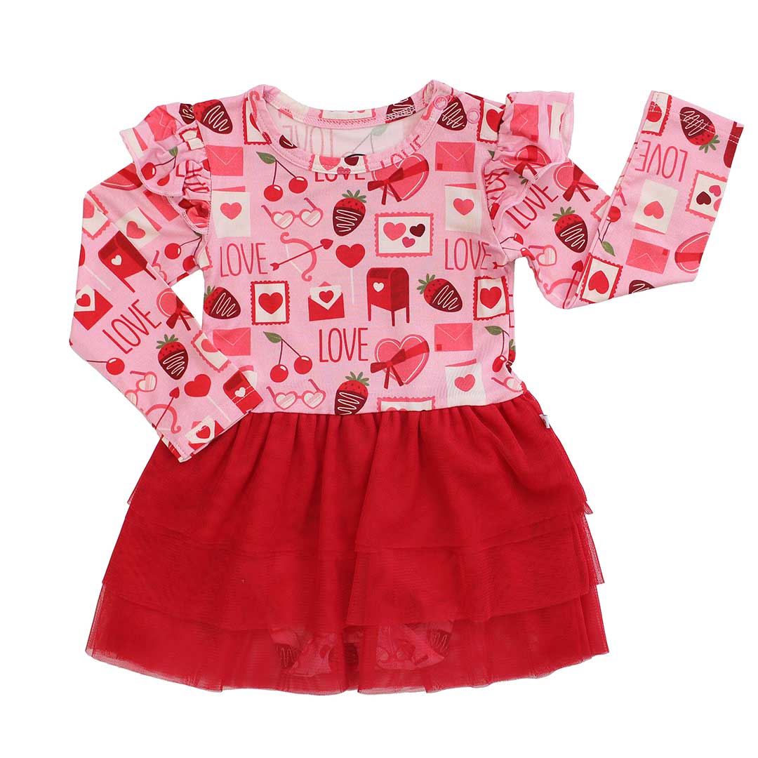 Love Letters Valentine's Day Skirted Bamboo Onesie