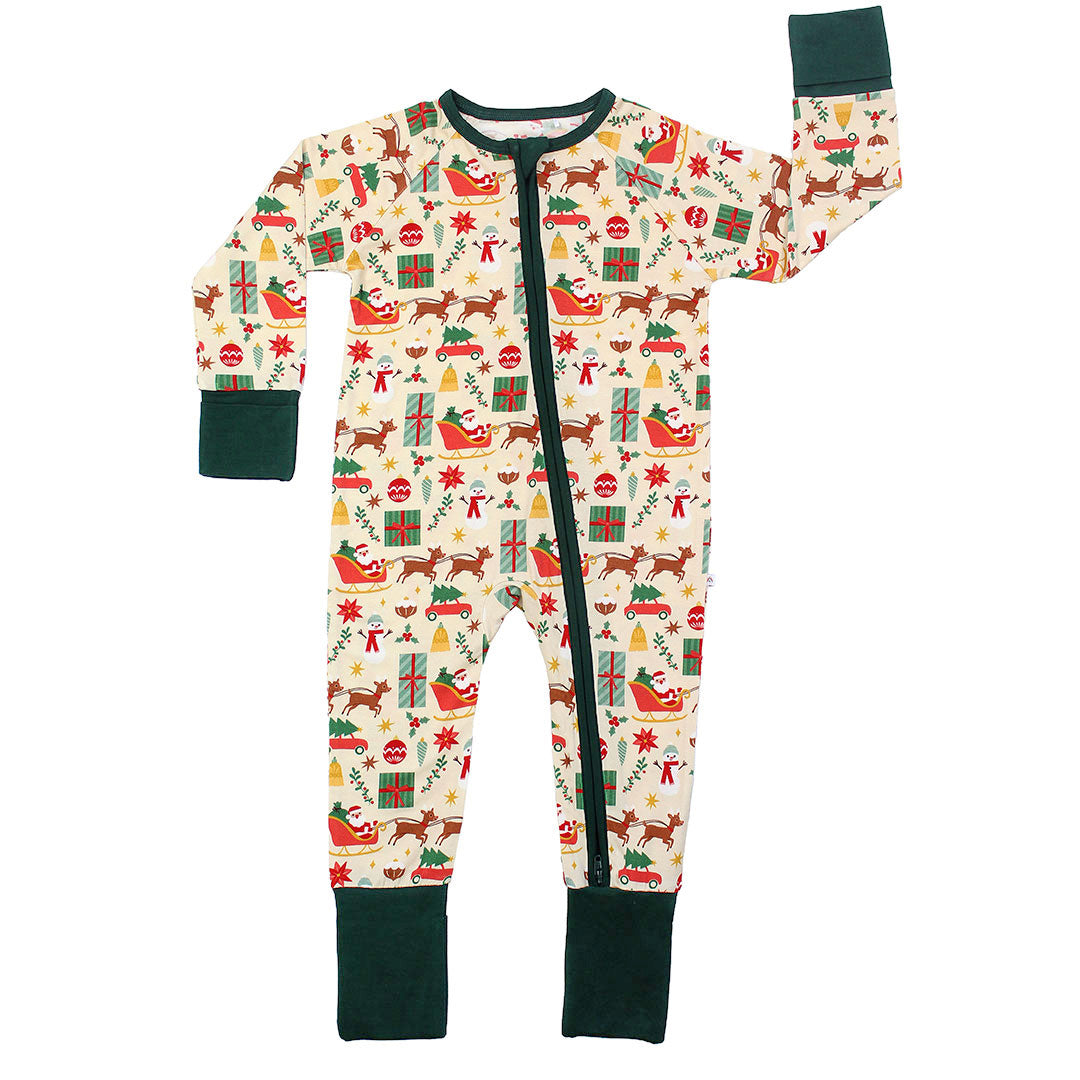 Vintage Christmas Bamboo Convertible Baby Pajamas