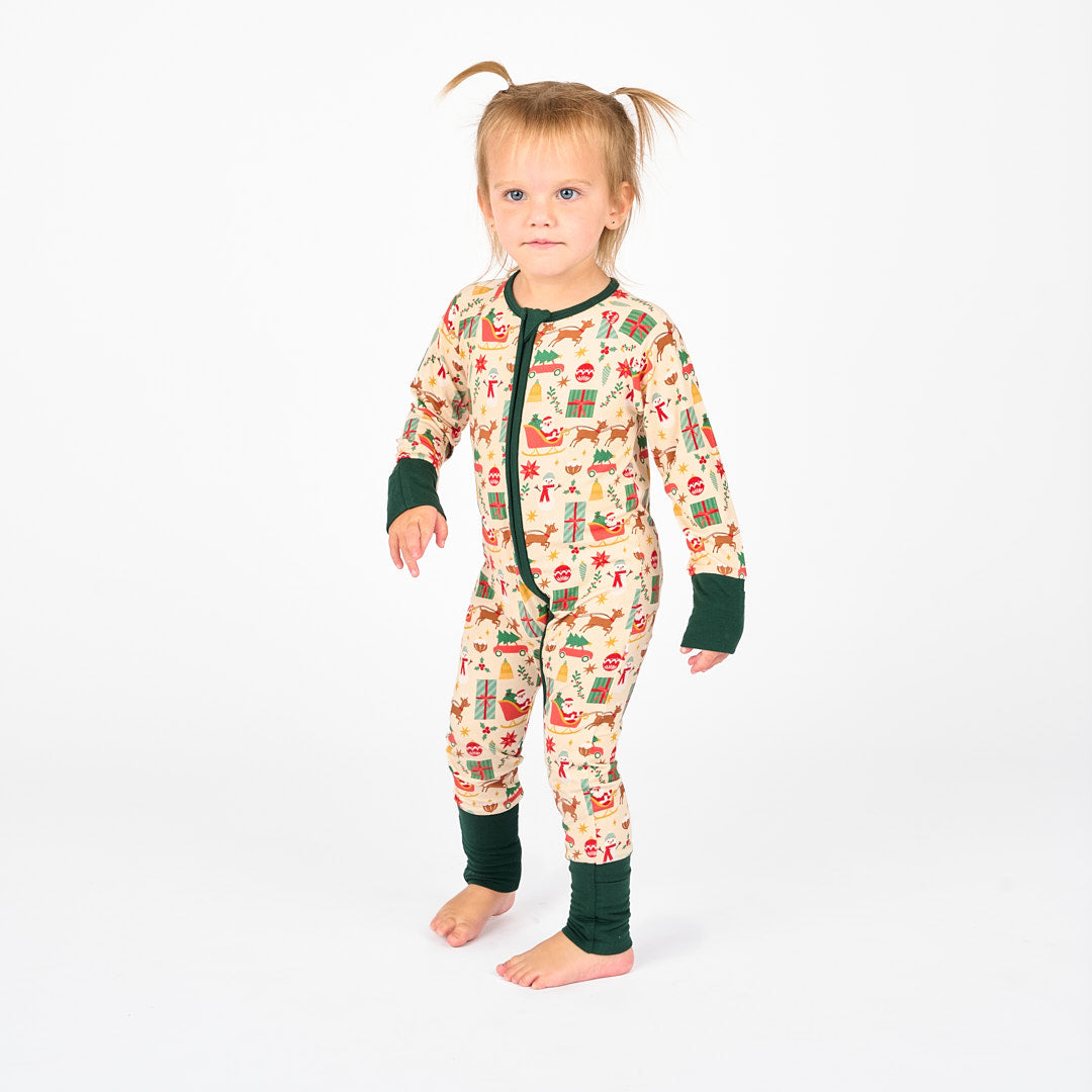 Vintage Christmas Bamboo Convertible Baby Pajamas