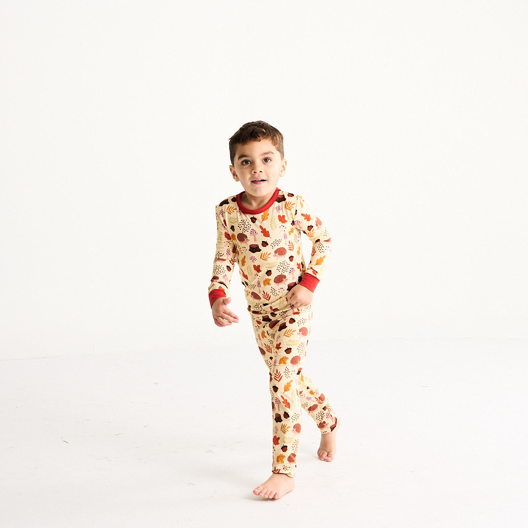 Woodland Whimsy Two-Piece Bamboo Long Sleeve Kids Pajama Pants Set