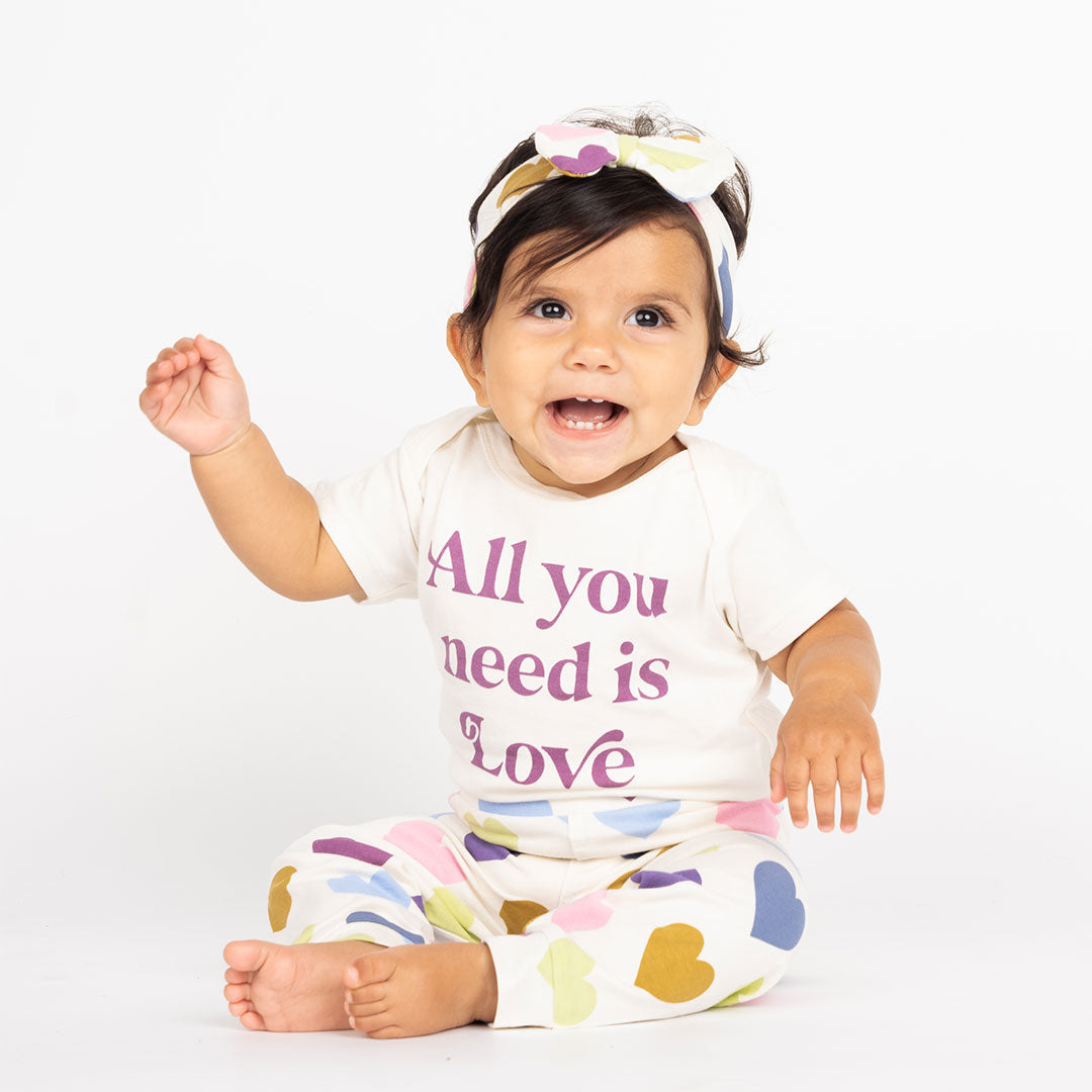 All You Need Is Love Cotton Baby Onesie Set